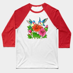 Hummingbird Couple Flowers Women Girls Hummingbirds Baseball T-Shirt